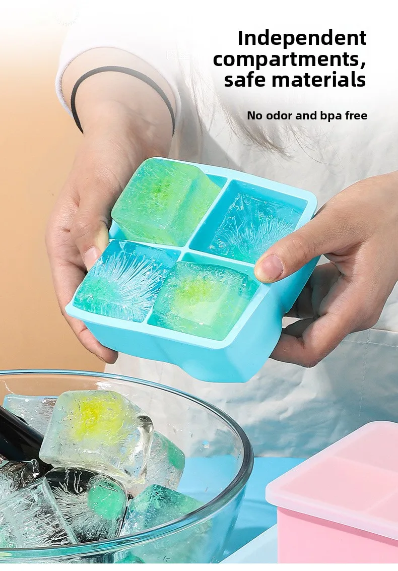 Large Capacity Reusable Silicone Ice Tray with Lid Household Ice Mold and Box for Ice Making supplier
