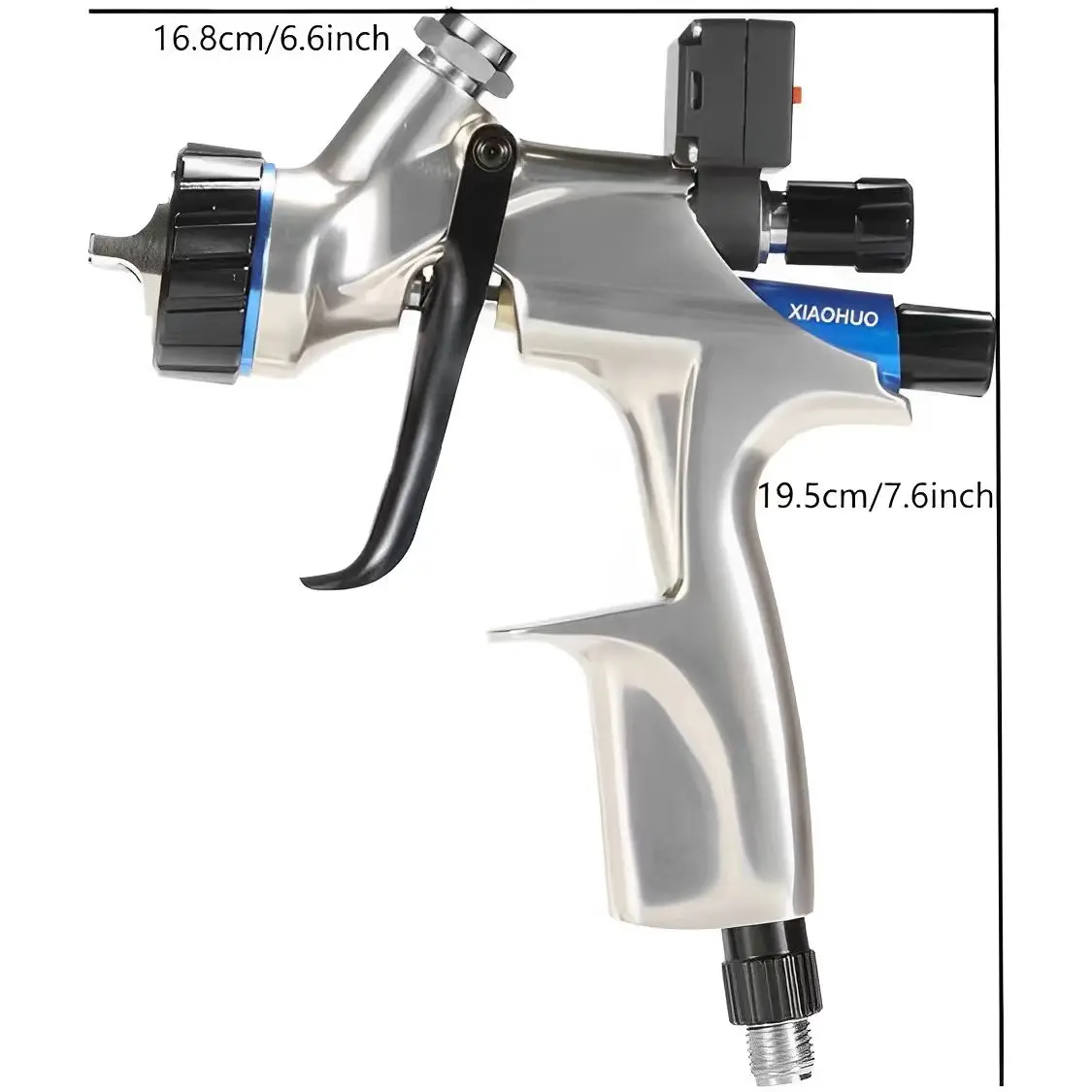 High Pressure V1 600ML CUP Digital Basecoat Paint Spray Gun Silver/Olive/Black Pneumatic Power Source for Painting - Image 2