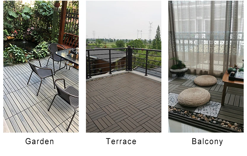 Modern waterproof WPC tile pedestal deck tiles plastic decking wooden deck for terraces