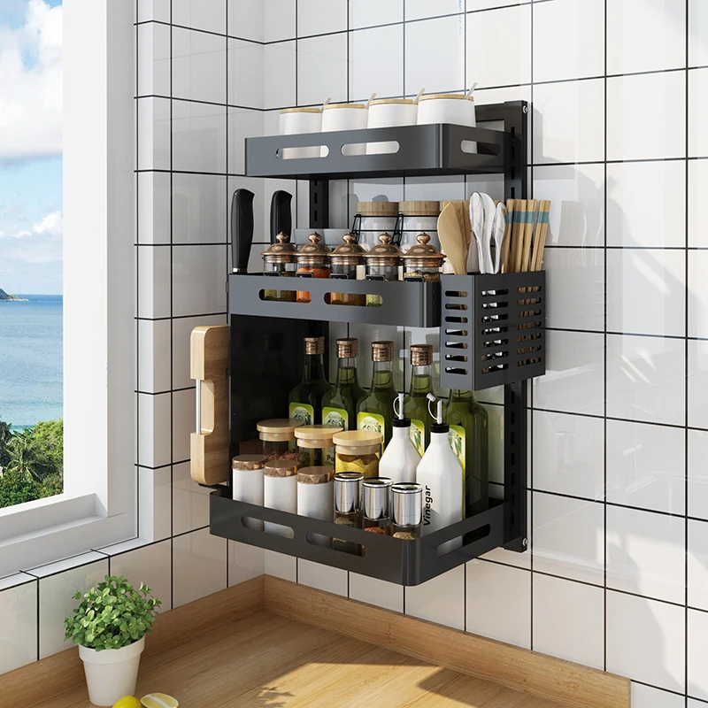 Kitchen Organizer Hanging Spice Storage Rack Multi tier Wall Mounted Metal Stainless Steel Storage Holders Racks Sustainable Alibaba