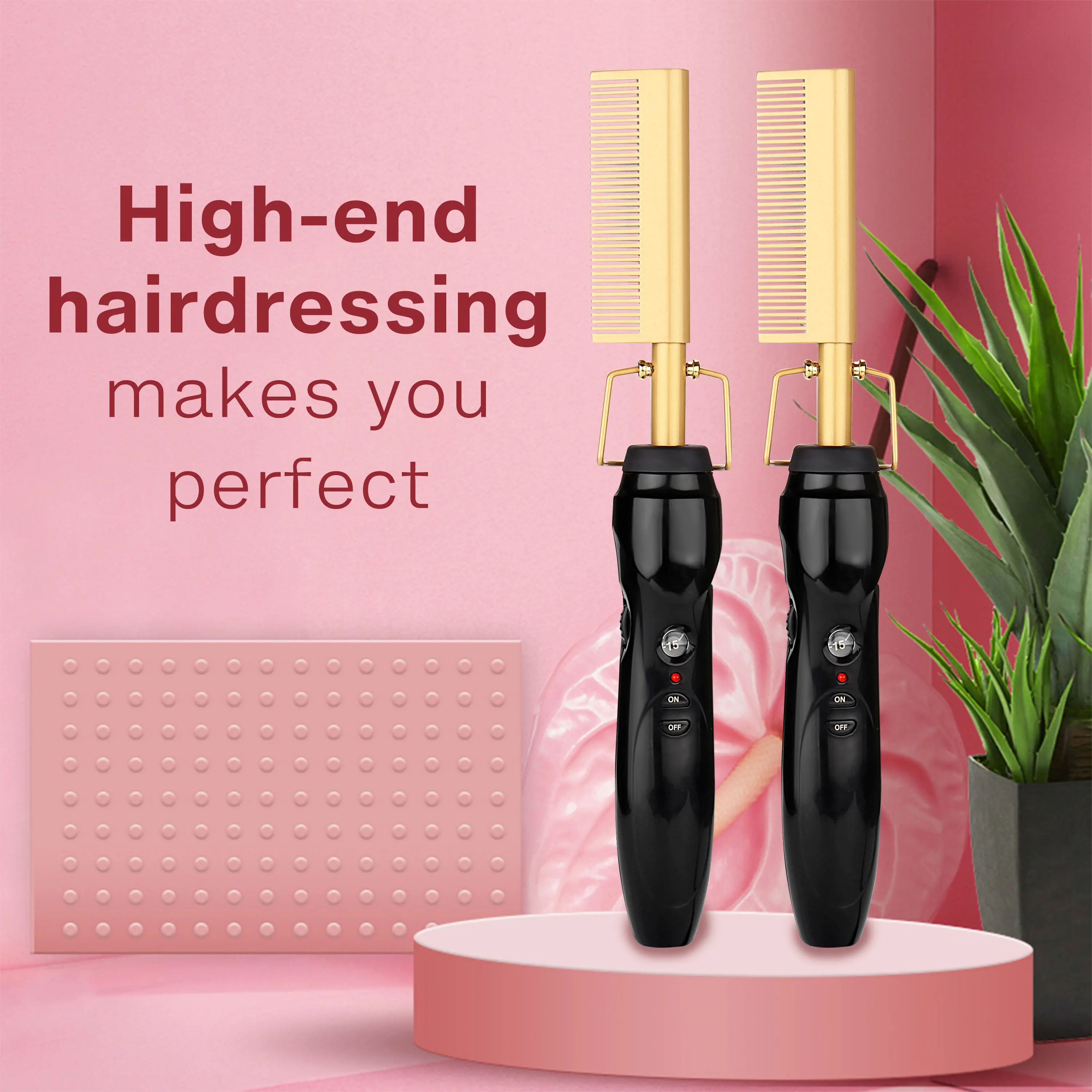 Hot Comb Electric For African Hair Gold Pressing Comb For Wig Hair