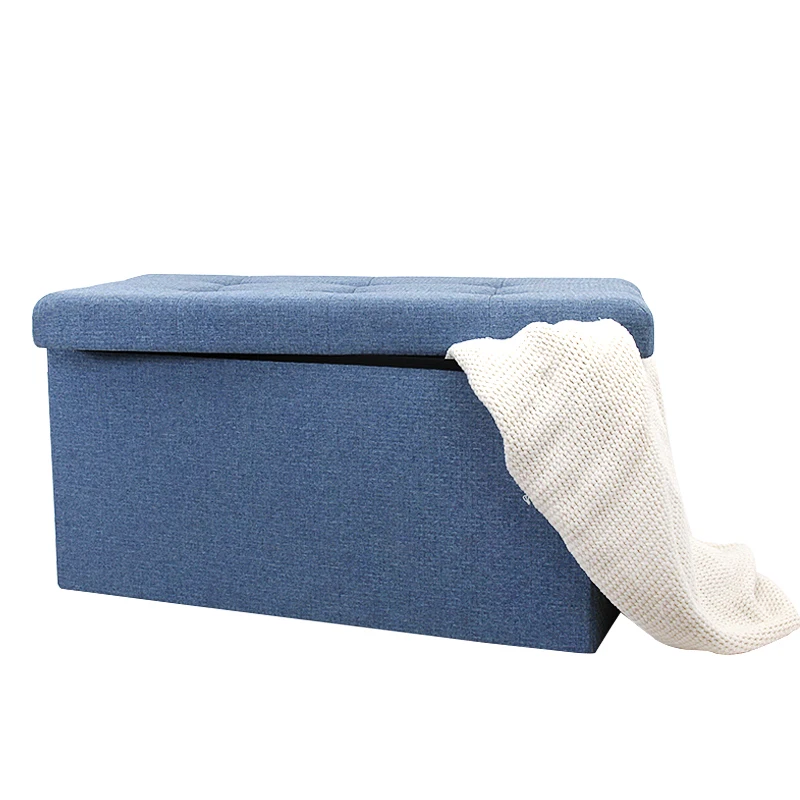Customized Popular Long Bench Button Design Colourful Folding Storage Sleeper Ottoman Bench