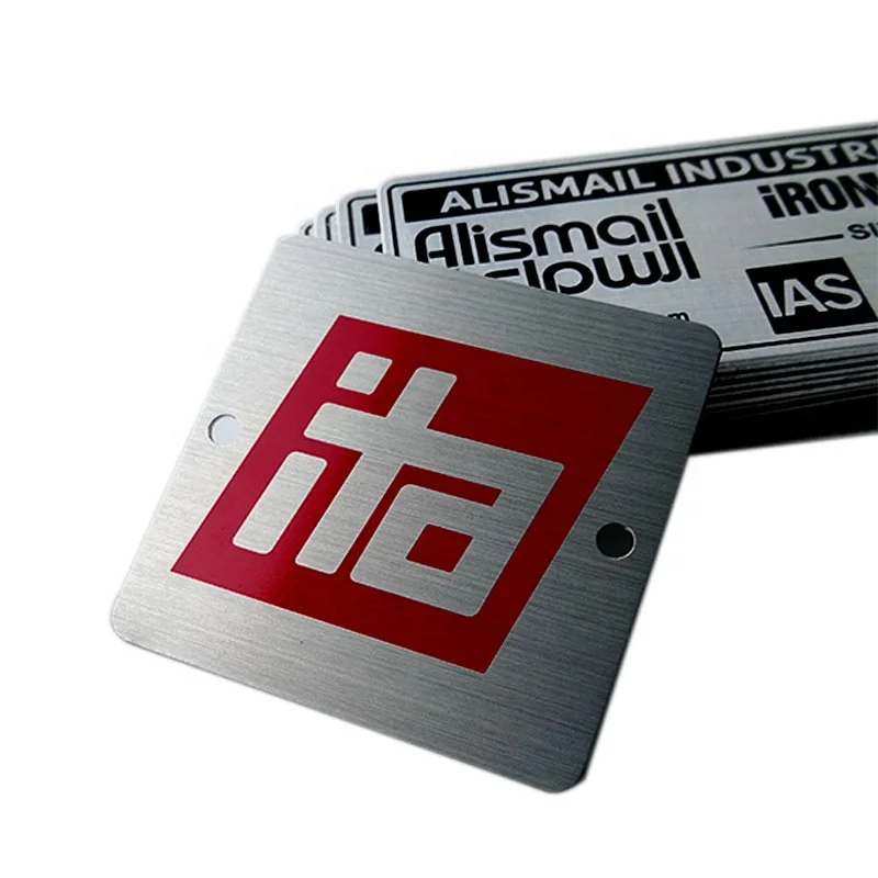Custom Brushed Silver Anodised Metal Nameplate Stainless Steel Plaques Alu Label Ss Sign Engraved logo Name Plate Aluminium Tags