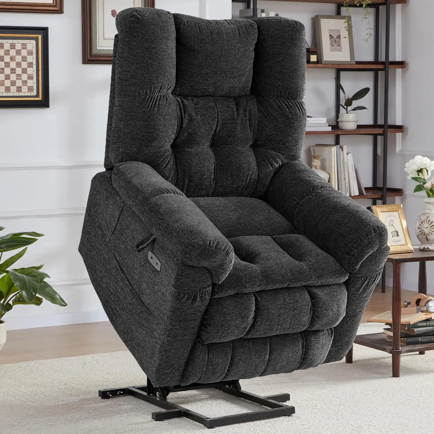 Heat and Massage Chair Recliner Lay Flat Triple Motor Power Lift Recliner Chair with Adjustable Headrest for Elderly People