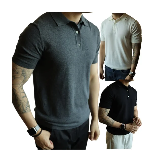 Summer slim slim men's casual POLO shirt American retro fashion simple short sleeve T-shirt Polo