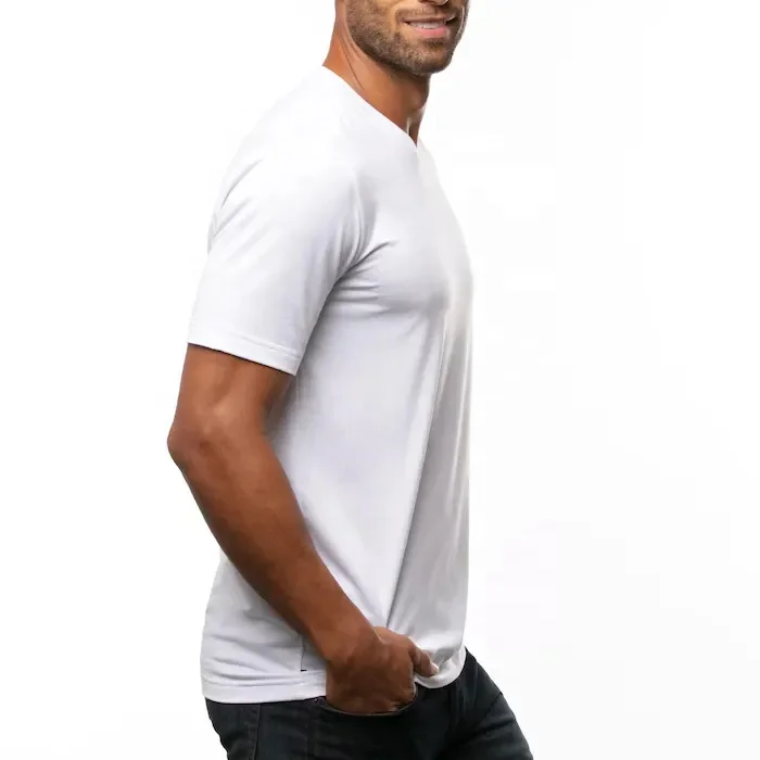 JL0316D High Quality Digital T Shirt Printing White Spandex Polyester T-shirt Plain Quick Dry V Neck T Shirts for Men