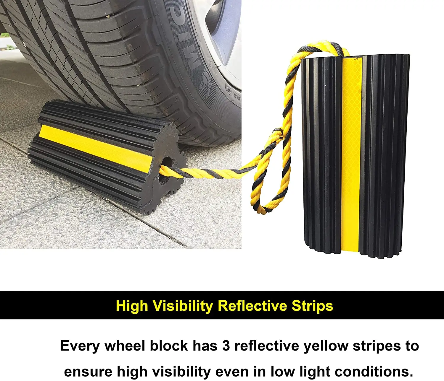 Heavy-Duty Aircraft Rubber Wheel Chock Durable Ploy Rope for Aircraft Truck RV Travel Trailer Helicopter for Car Parking Lot details
