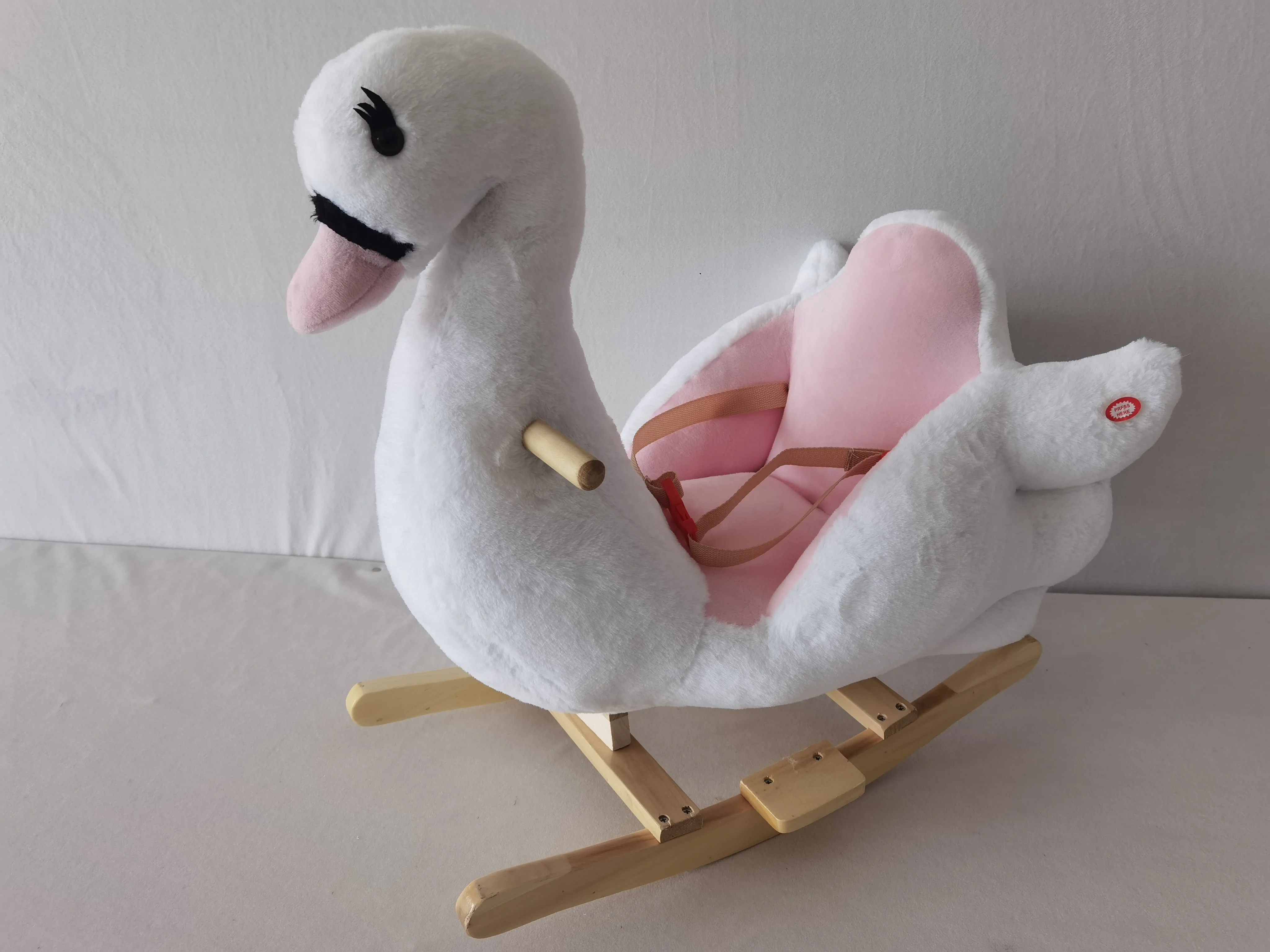 スワン ロッキングホース キッズ用ウッドプラッシュおもちゃ 音楽付き