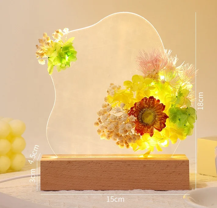Diy Led Message Board With Flower 3d Night Light Acrylic Writing Board Led Light For Valentine's