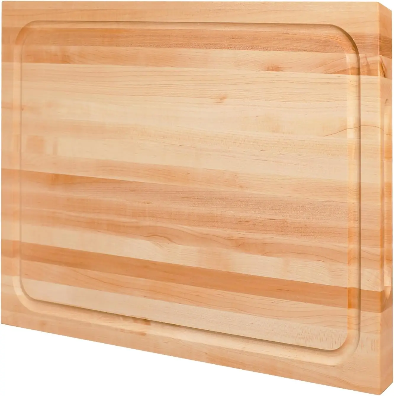 Thick Prefinished Food-Grade Oil Kitchen Edge Grain Hard Maple Wood Cutting Board Invisible Inner Handle USA Grown
