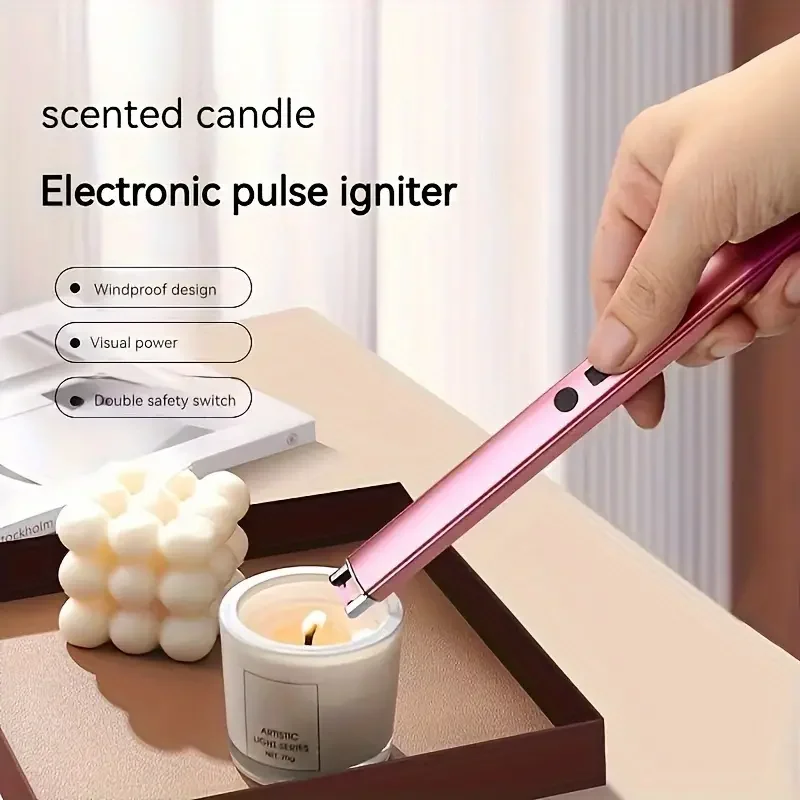 Rechargeable Electric Candle Lighter - Dual Arc Plasma Windproof Lighter Rose Gold
