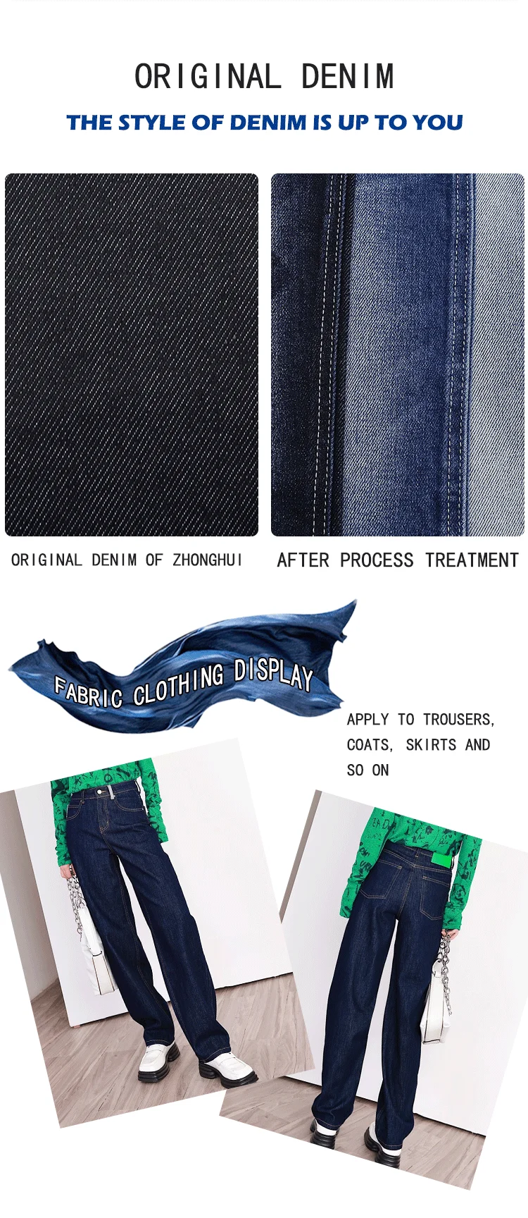 Customized Stretch Fabric Jeans 98% Cotton 2% Spandex Denim Fabrics For ...