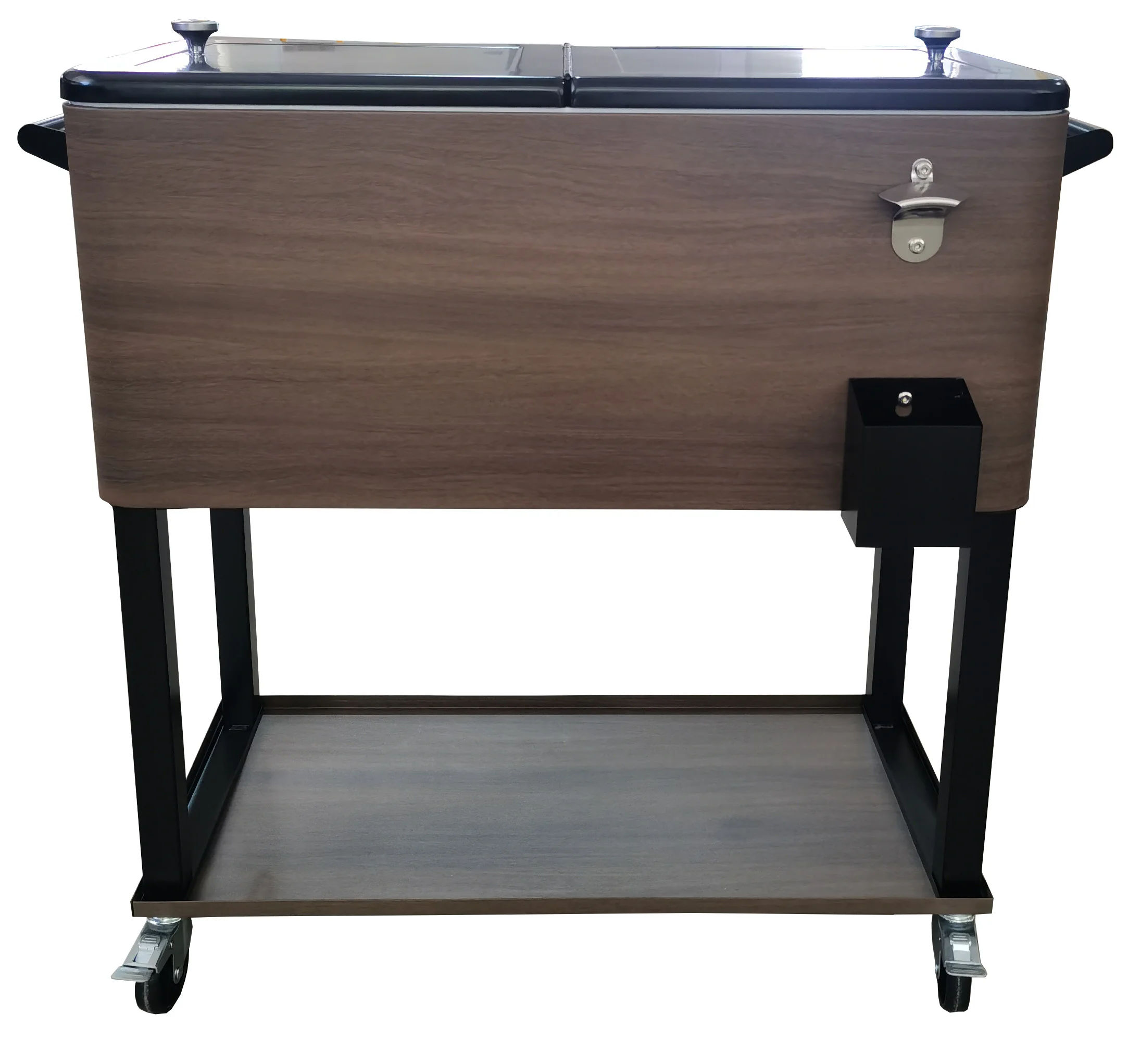 Wood Grain Cooler Cart 80qt Patio Cooler Buy Woodgrain Design Cooler