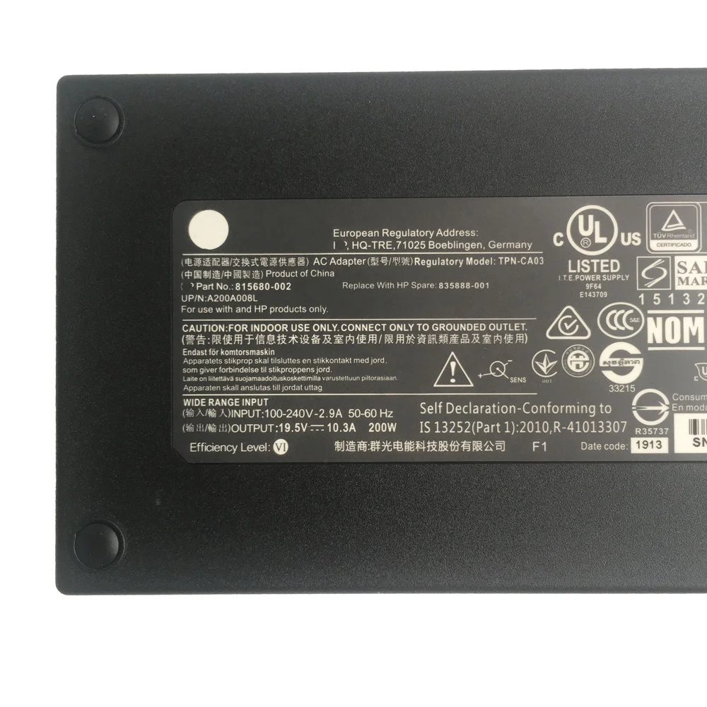 Оригинальный 200W 19 5 V 10.3A адаптер переменного тока для струйного принтера HP TPN-DA10 L00818-850 L00895-003 ADP-200HB B W2F75AA шнур питания зарядное