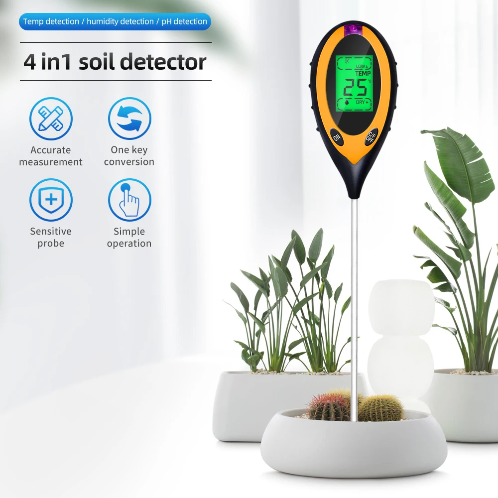 4 In 1 Soil Moisture Meter, Digital Plant Temperature/soil