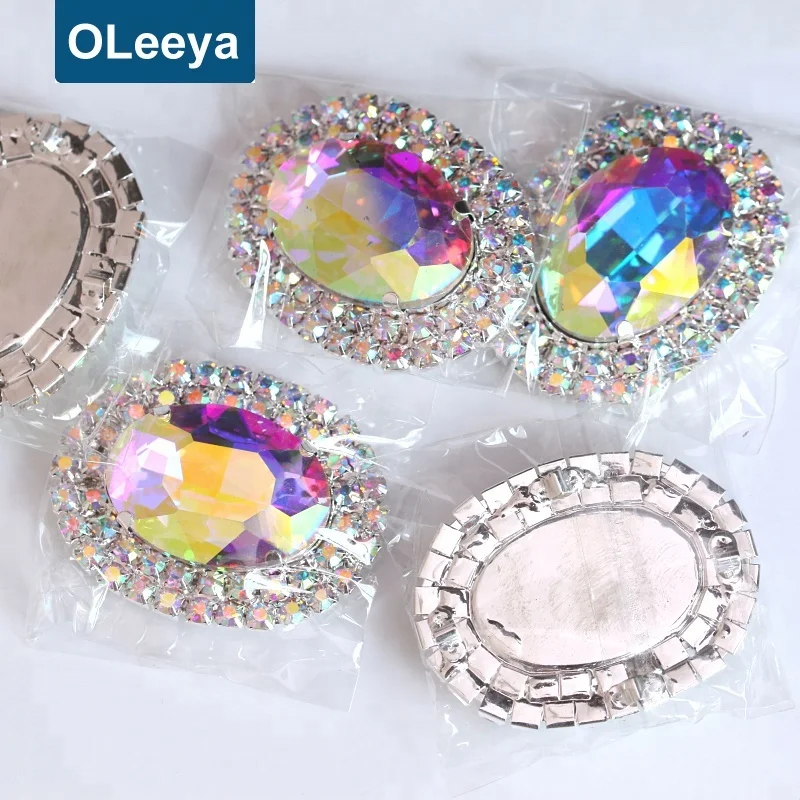 Hot Sales Gold Bottom Flatback Crystal Appliques 30mm Silver Bottom Crystal Brooch Pin For 4704