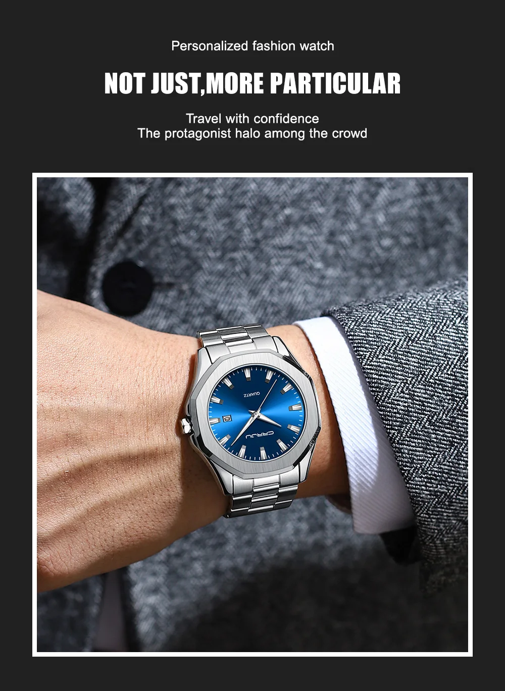 Crrju 5004 Men Watches Stainless Steel Trend Design Sport Watch Waterproof Big Dial Golden Luxury Japan Quartz Wristwatches