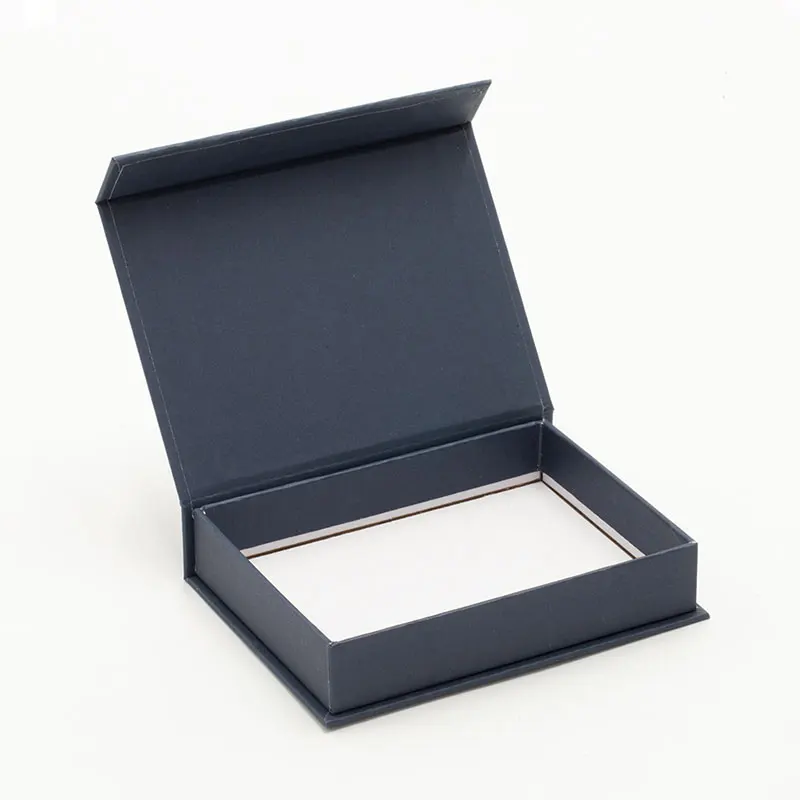 Rigid Magnetic Catch Foldable Cardboard Paper Small Navy Blue Gift Jewelry Boxes with Lid