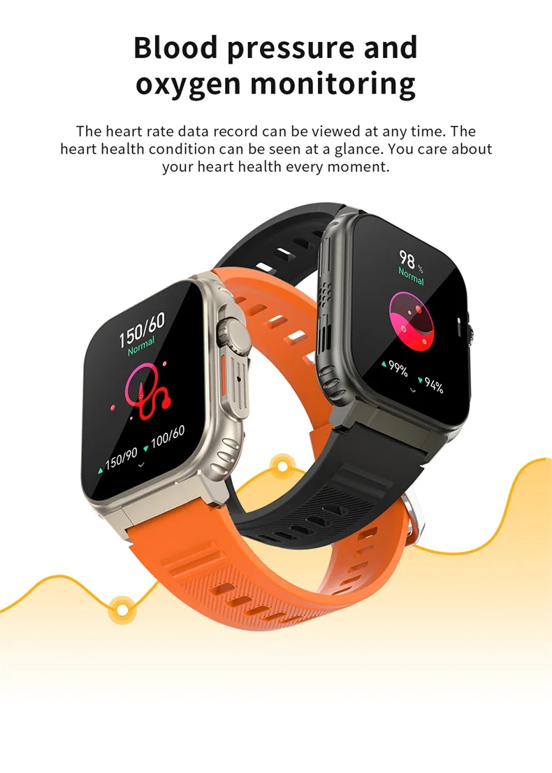 Fashion Smart Watch A70 with Local Music Playback 1.96 Big Touch Screen BT Call 600mAh Big Battery Heart Rate Sport Smartwatch