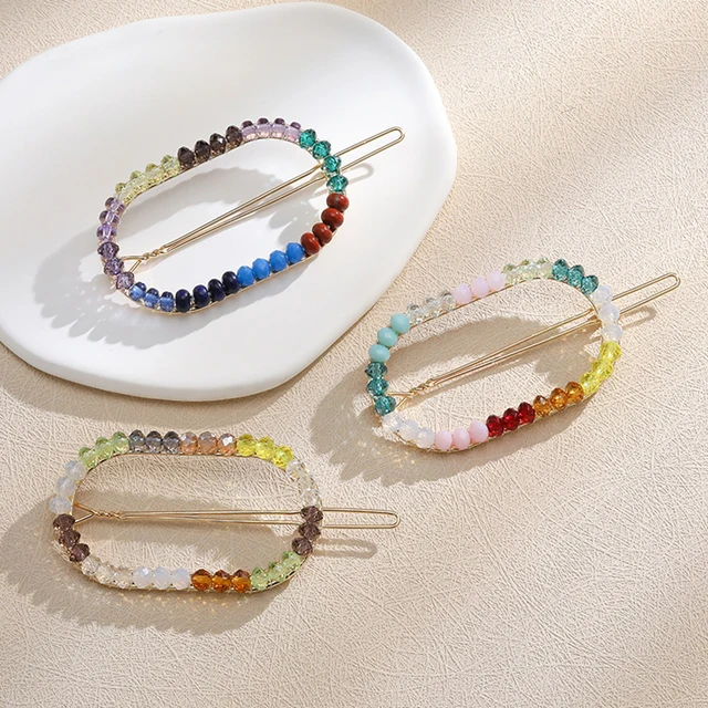 New Colorful Beaded Women's Hair Accessory Europe and America Summer Style Hair Clip High-end Hand Made Simple Elegant Hair Pins
