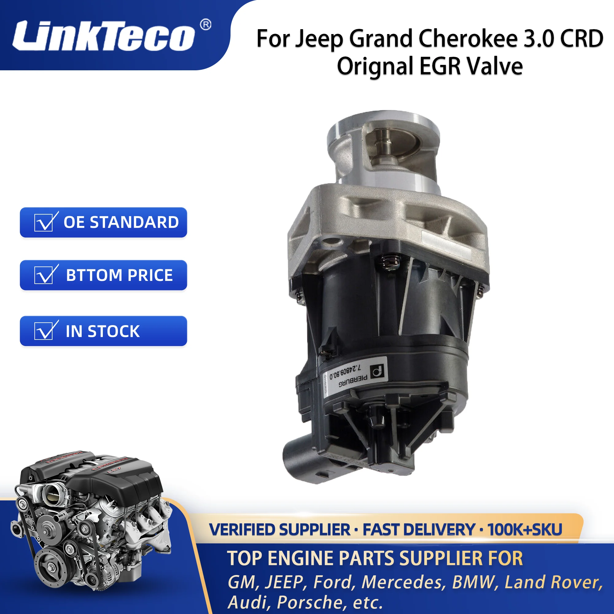 LinkTeco Orignal EGR Valve for Jeep Grand Cherokee 3.0 CRD 2011-2013 68239573AA 68150053AA 068239573AA 49002023F 68211310AA