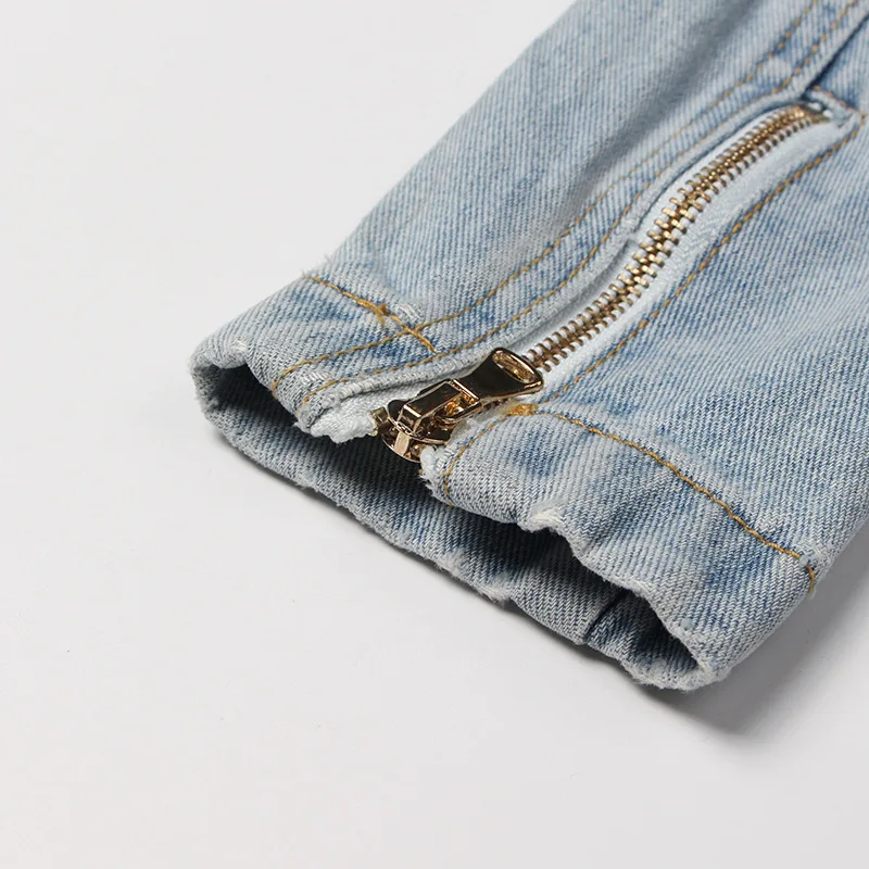 Camasiu denim versatil pentru femei cu decorațiune în formă de panglică și fermoar la spate