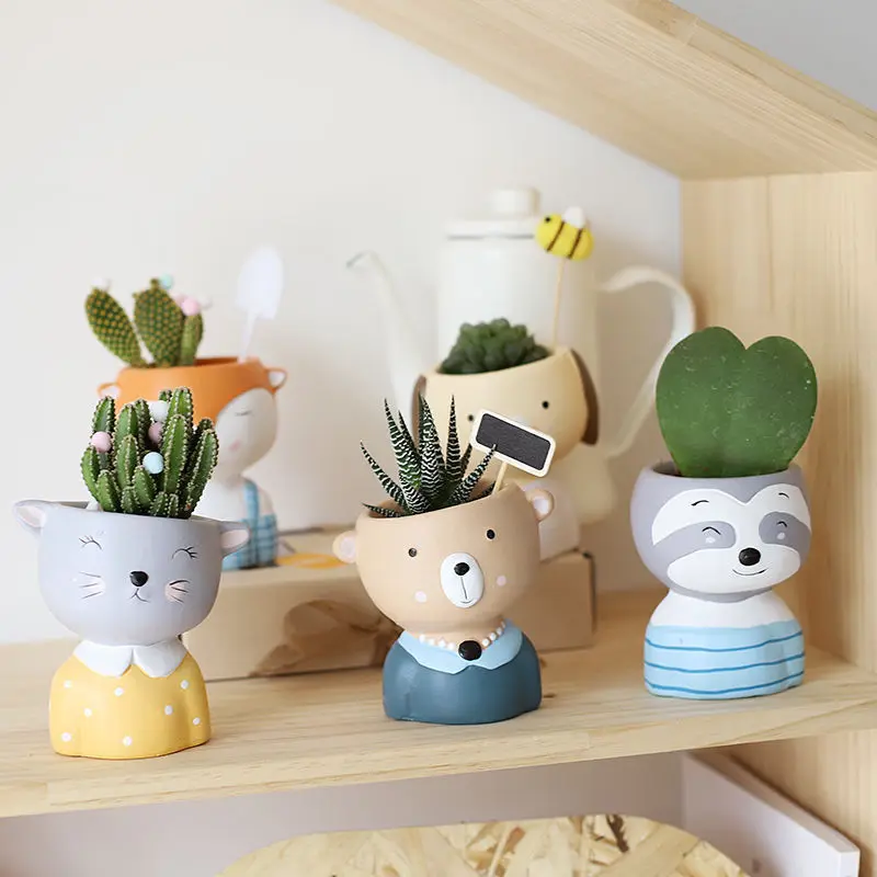 Wholesale Mini Cute Cartoon Animal Ceramic Head Flower Pots Mini Succulent Planter  Pots For Indoor Outdoor Garden Decoration - Buy Mini Clay Flower Pots,Mini  Ceramic Flower Pots,Head Pots Product on 