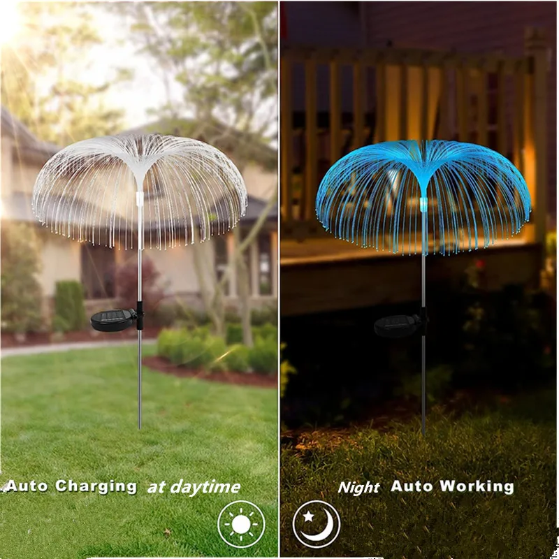Outdoor Waterproof Solar Garden Decorative Jellyfish Led Fiber Optic ...