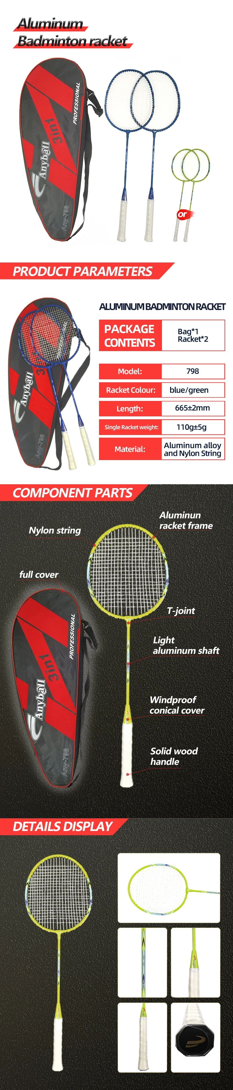 Training used badminton racket aluminum training tennis protect badminton racket details