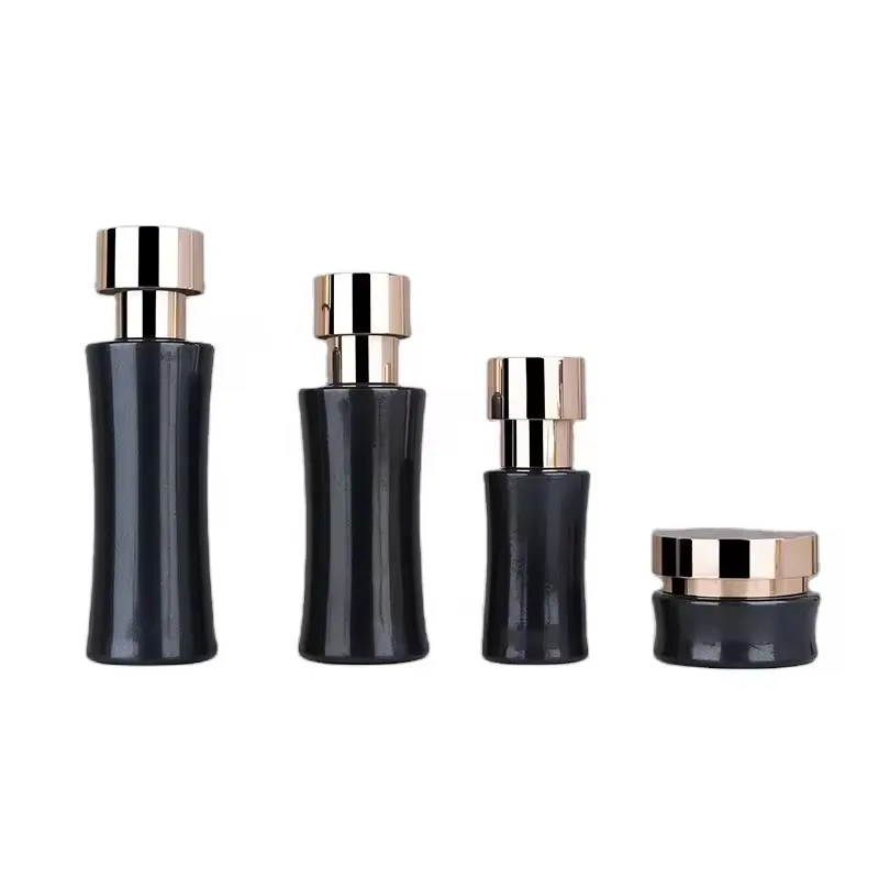 Irregular container packaging set cosmetic luxury skincare packaging pump glass bottles series manufacturer