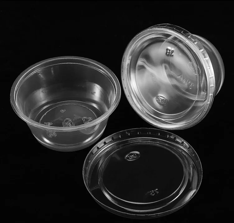 Plastic Portion Souffle Cups With Lids Disposable Sauce Sampling Cups