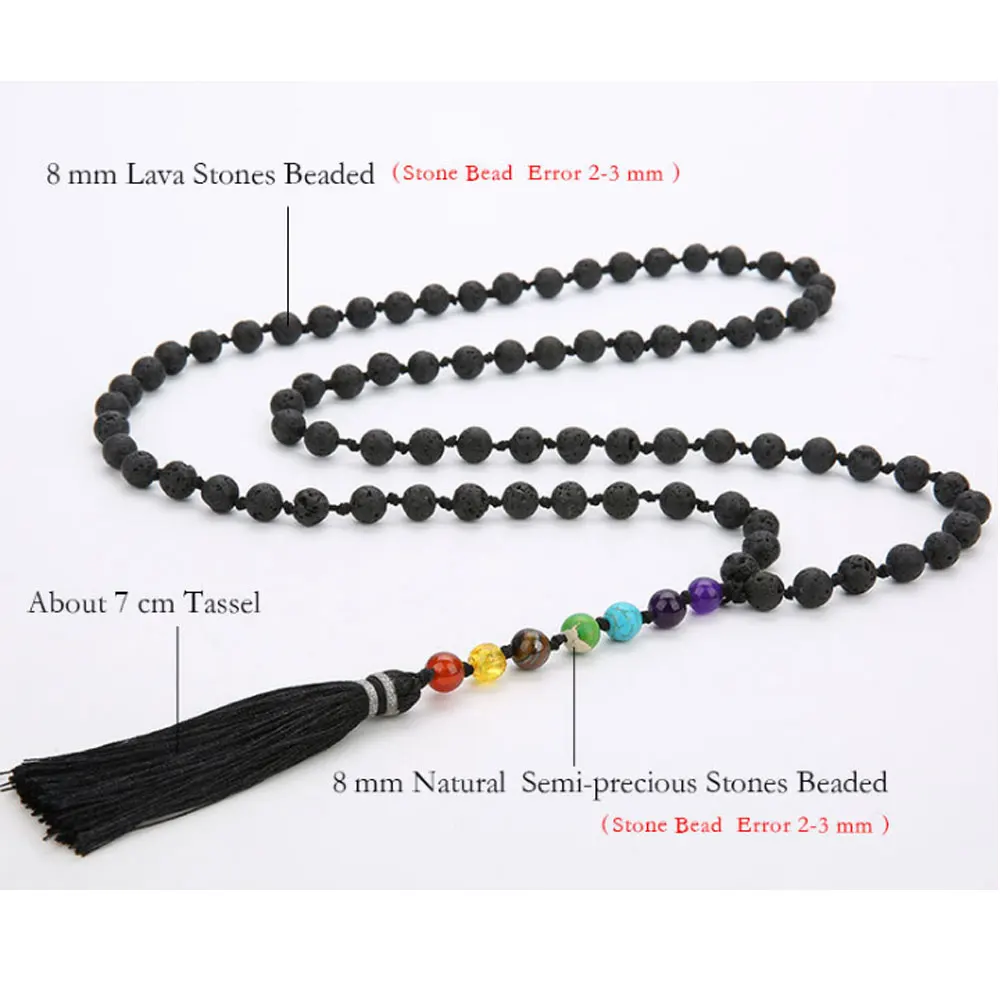 7 Chakra Onyx on sale Necklace-Anti Anxiety 108 Mala Beads Stress Relief Necklace