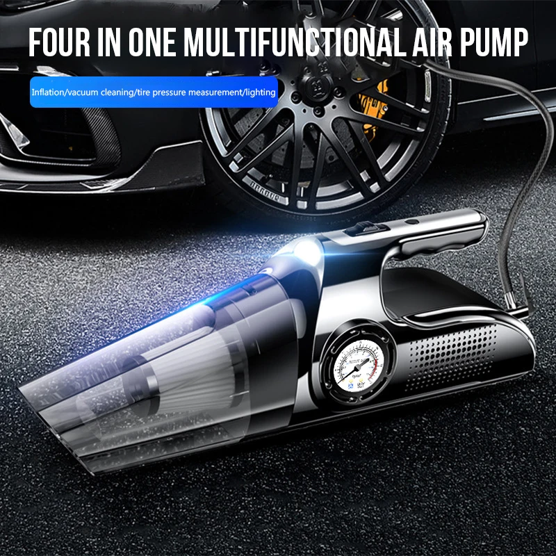 Многофункциональный портативный беспроводной автомобильный пылесос с воздушным компрессорным насосом для накачки шин со светодиодным светом