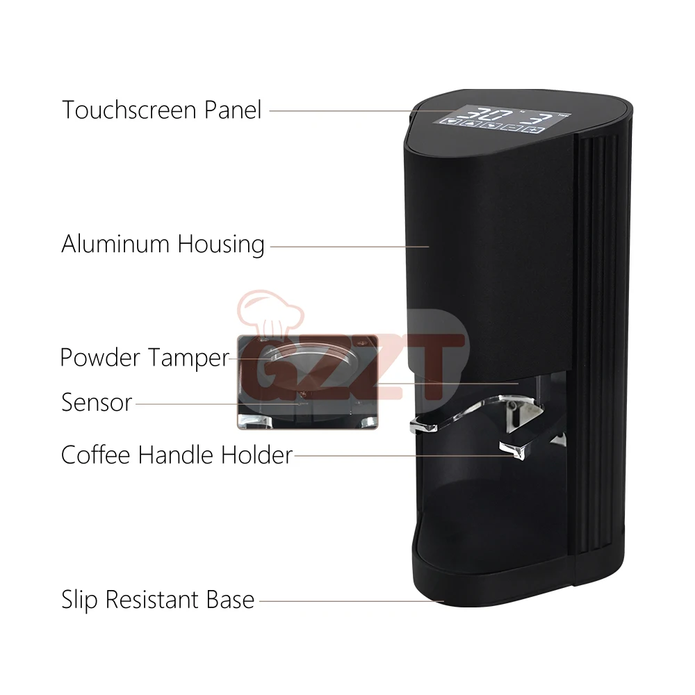 Customized 58mm Auto Coffee Tamper Commercial Espresso Tamp Press Tool with Automatic Handle Electric Power Source in French