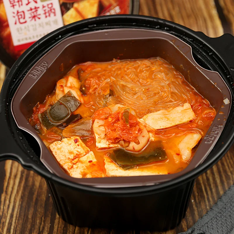 610g korean self heating small hot pot kimchi rice cake troops self heating food self heating hot pot