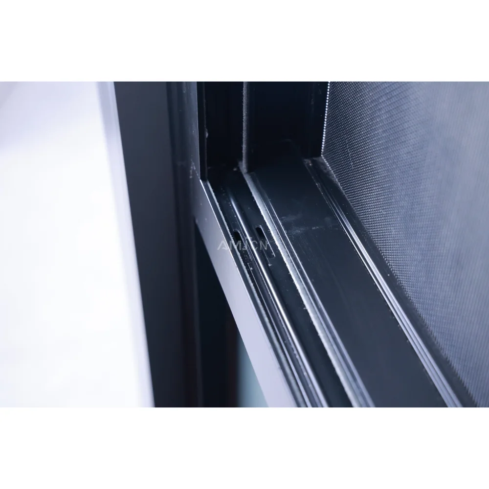 AMJ Factory Heat Insulation Champagne Color Aluminum Sliding Window Elegant Restaurant Aluminium Window Design Sliding windows