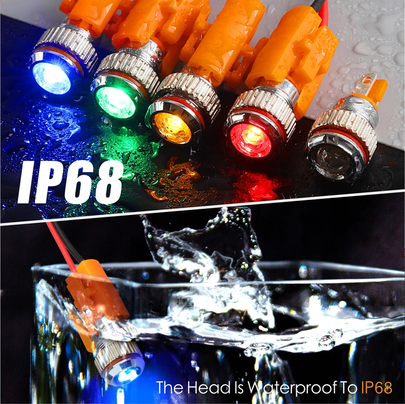 Ranpo 10-Pack 8mm Blue LED Indicator Lamps – 12V, Waterproof, Signal Light For Car Boat