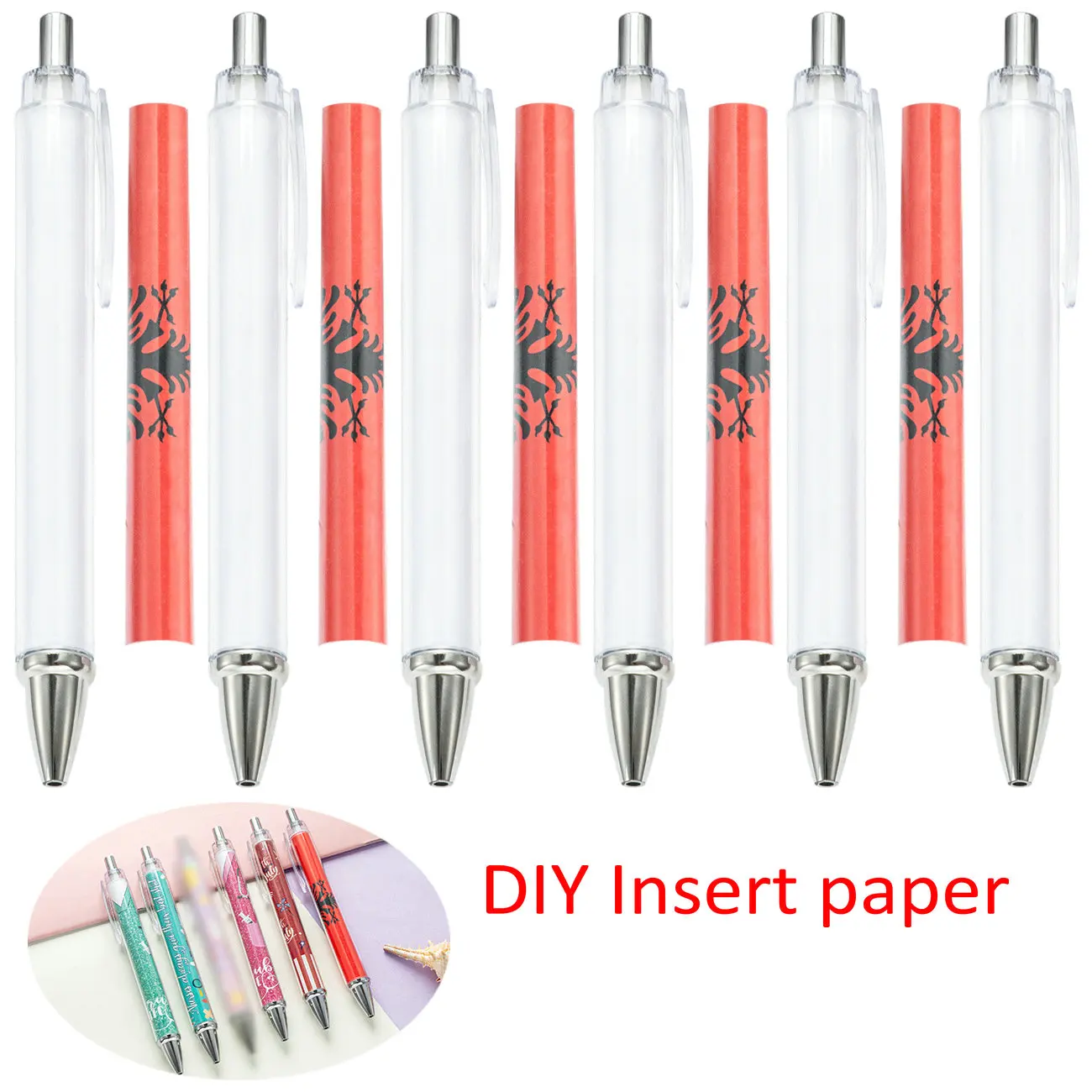 Rolling Paper Picture Insert DIY Plastic Click Hotel Pen Cartoon Idols Transparent White Pen Cheating Gadgets for Exam