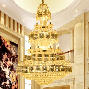 Luxury Villa Hanging Light Double Floor Hotel Lobby Staircase Europe Large Long K9 Crystal Ball Chandelier