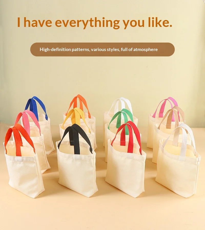 Cross-border Spot Blank Woven Canvas Bag Large Capacity High Appearance Handbag Custom Logo Pattern Outdoor Commuting Cotton UV preview 6