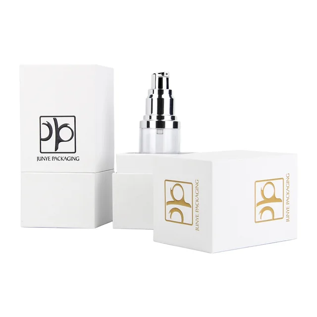Small white cardboard paper box packaging cosmetic custom logo 10ml 30ml 50ml hard luxury perfume box packaging