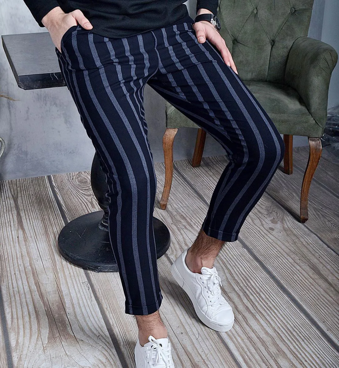 Vertical Striped Striped Dress Pants Mens Custom Multi-color
