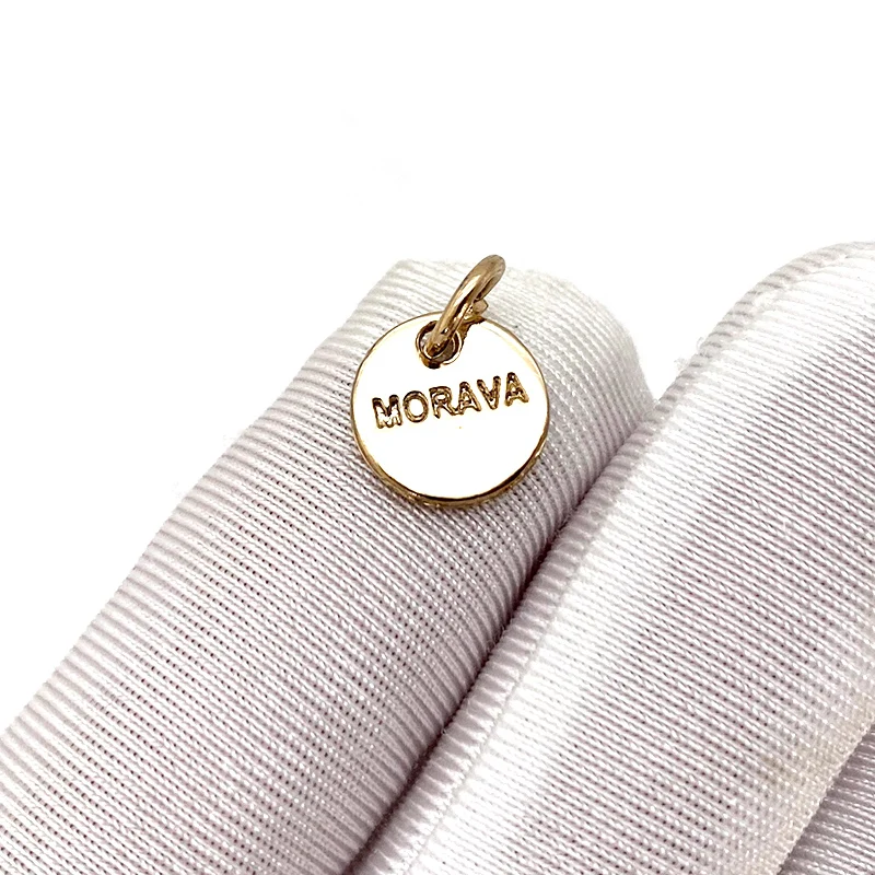 Gold Making Engraved Circle Logo Custom Bead Charm Die Cast Jewelry