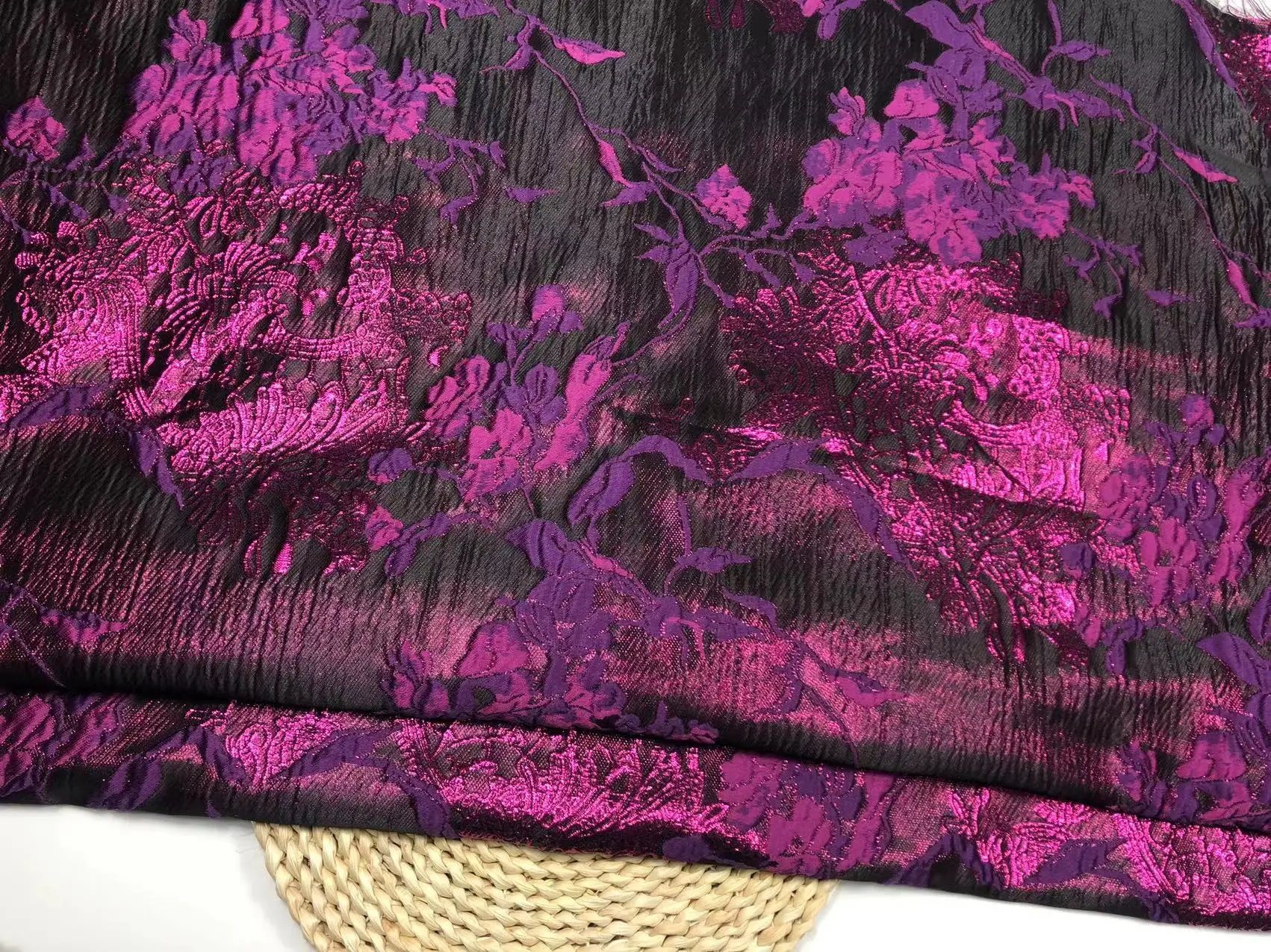 100 Polyester Textured Tinsel Floral Pattern Yarn Dyed Metallic Woven