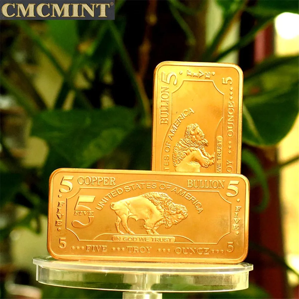 Copper Product 5 Oz 999 Fine Pure Copper Buffalo Bullion Bars A168