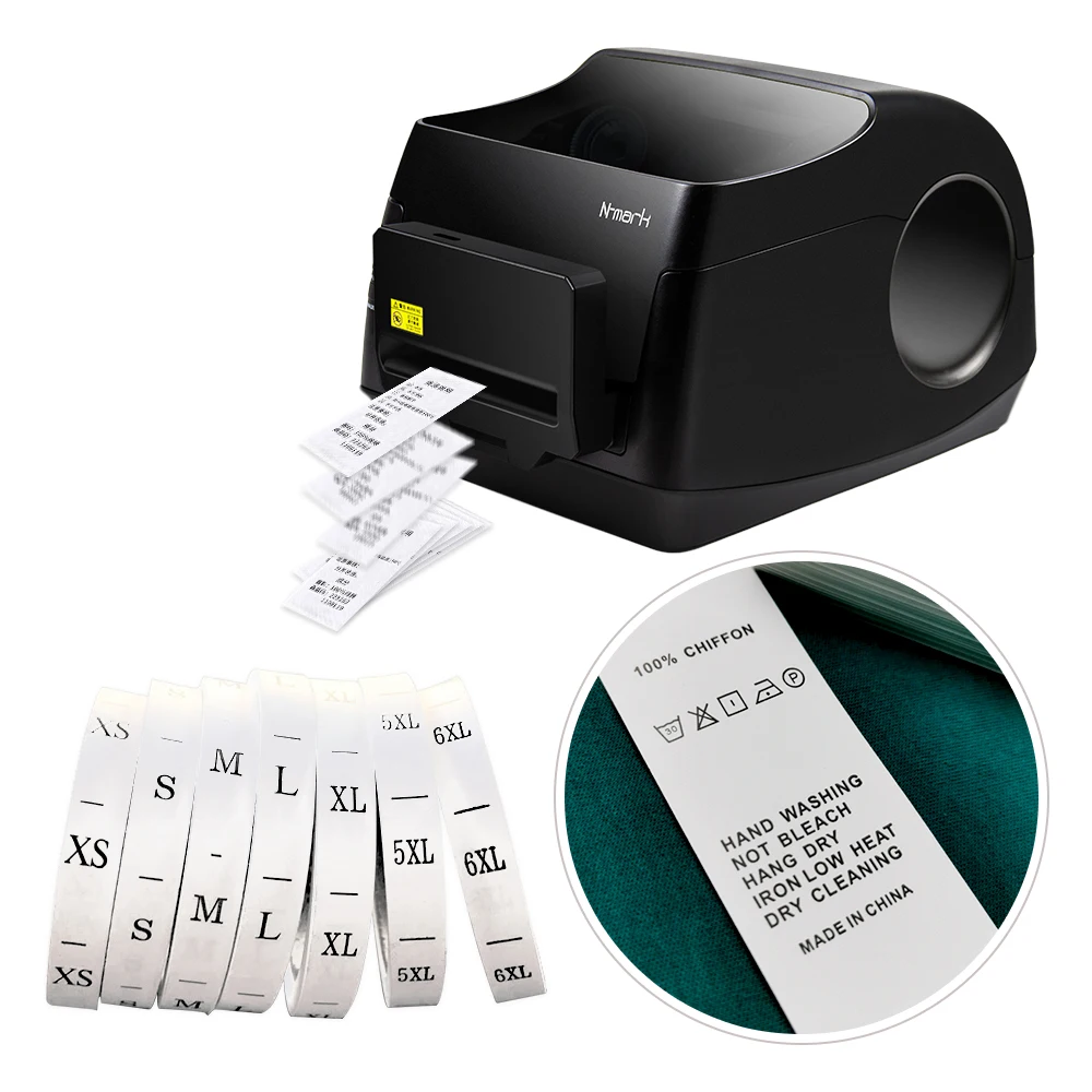 N-mark China Automatically Cutting Cloth Label Ribbon Printer, Garment Shop Multi-pieces Care Label Digital Printing Machine