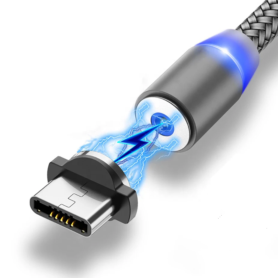 Оптовая продажа на складе 1 м 2 Магнитный кабель для мобильного телефона ios Micro USB Type C магнитное зарядное устройство 3 в micro