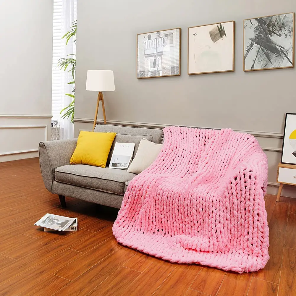 Wholesale Chenille Bulky Blankets Chunky Knit Luxury Throw Blanket