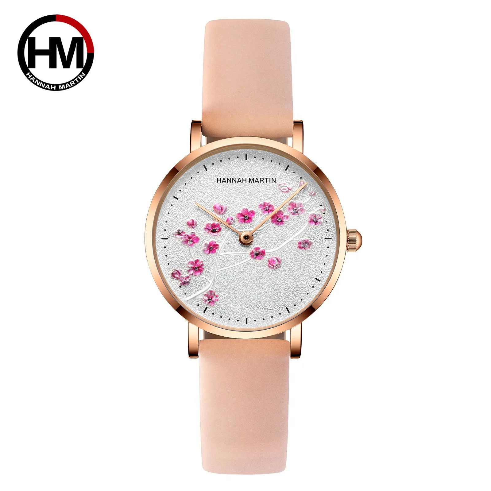 HANNAH MARTIN Engrave Flowers Girls Watches Wholesale Luxury Rose