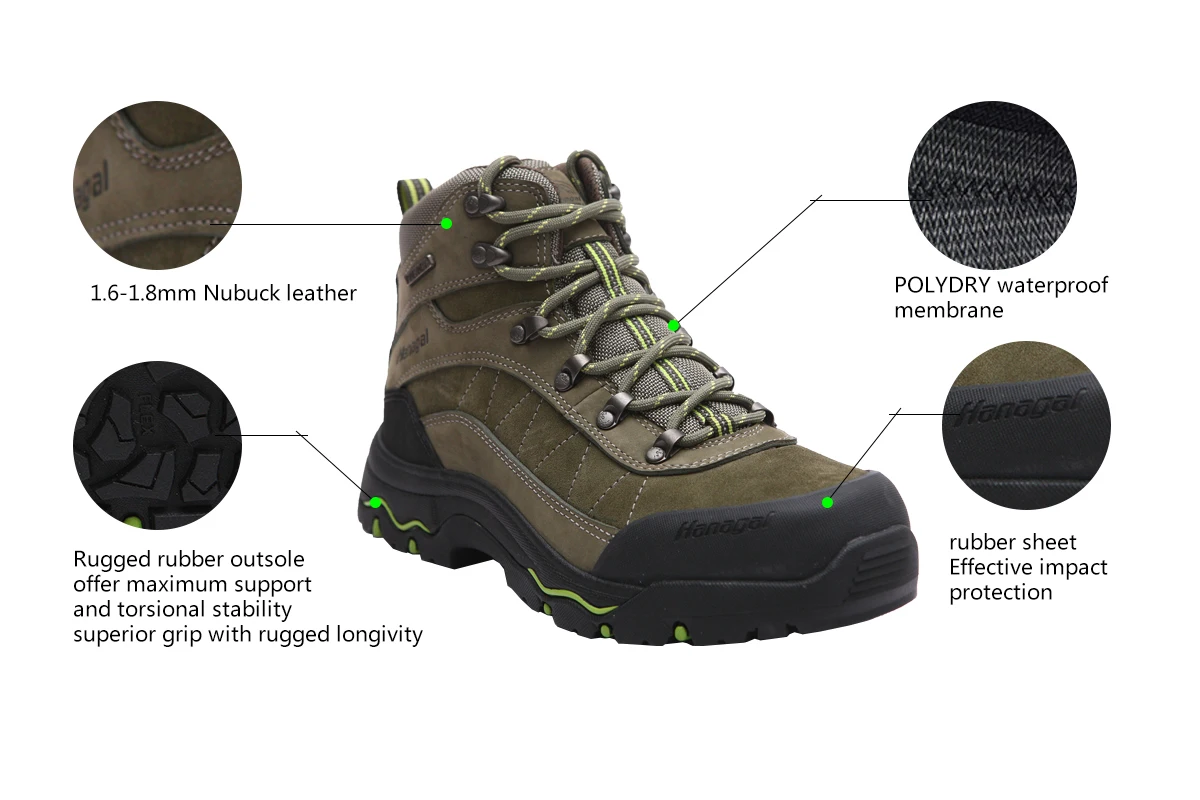 Hanagal Outdoor Boots Oliver Green Leather Hiking Boots Wholesale 2020 ...